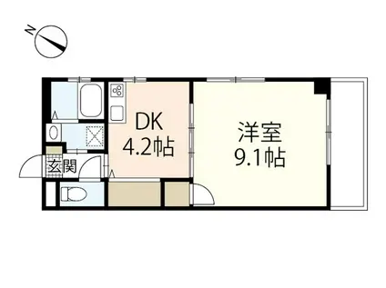 セーヌ川中(1DK/3階)の間取り写真