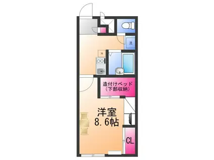 レオパレスHIGASHINO II(1K/1階)の間取り写真