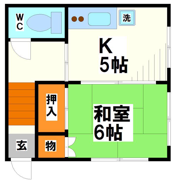 山口荘(1K/2階)の間取り写真