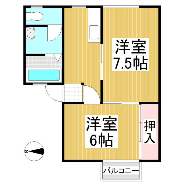 ブラン トウハウス(2DK/2階)の間取り写真