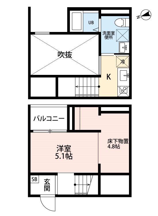 BEATUS(1K/2階)の間取り写真