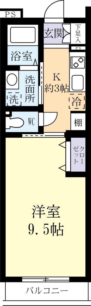 クレール水戸(1K/4階)の間取り写真