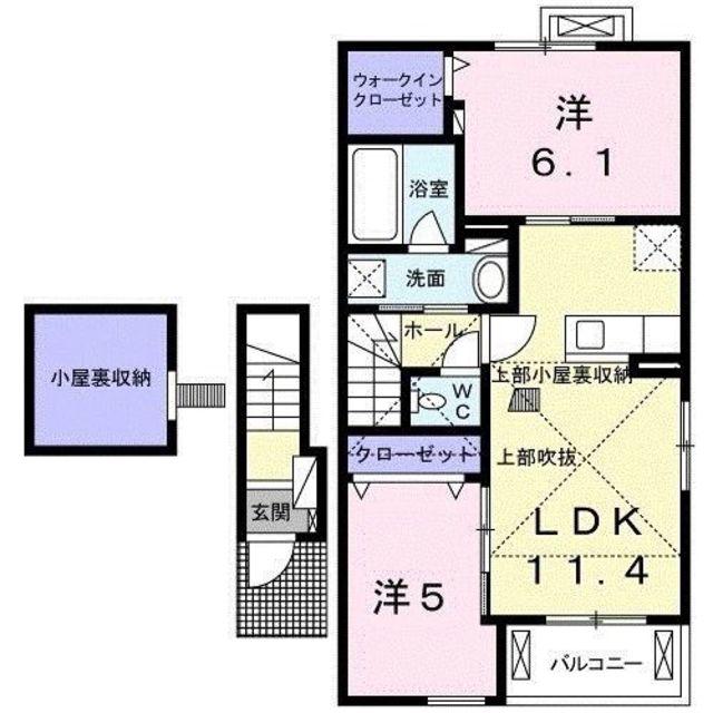 シエロ ガーデン I(2LDK/2階)の間取り写真