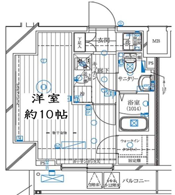 レガリス亀戸(1K/12階)の間取り写真