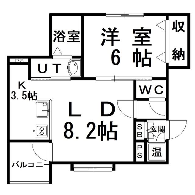 グレンツェントディーア(1LDK/2階)の間取り写真