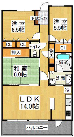 WILLDO西明石(3LDK/4階)の間取り写真