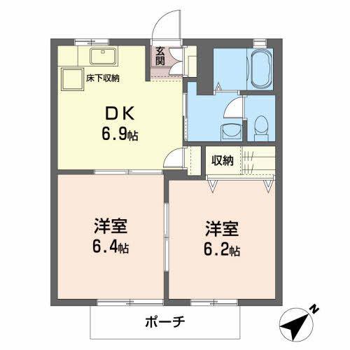 ピュアソウル若葉(2DK/1階)の間取り写真