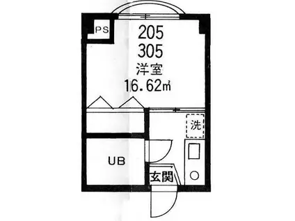 エルシェ湘南(1K/2階)の間取り写真