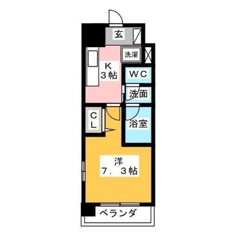 CITY SPIRE 名古屋本陣(1K/6階)の間取り写真