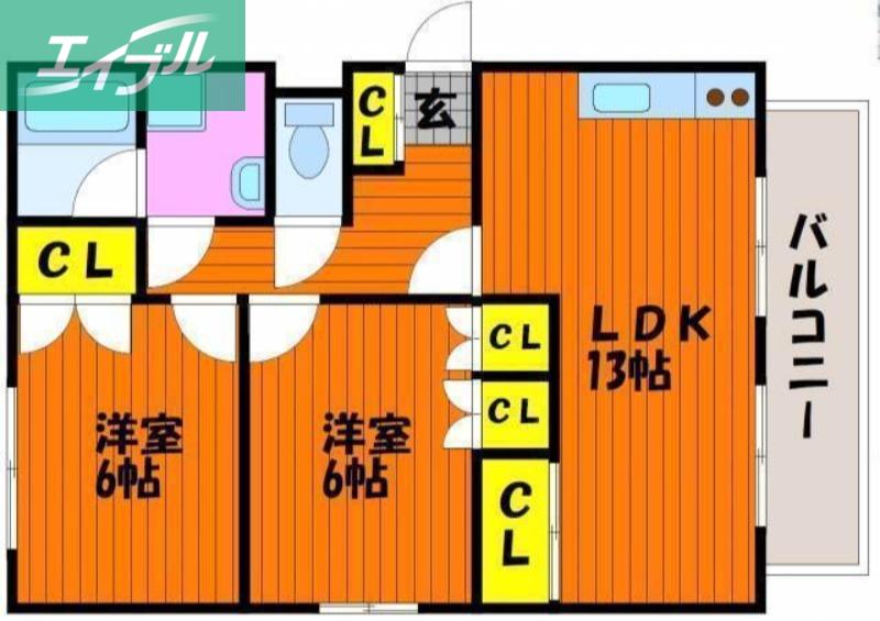 メゾンラフィーネ(2LDK/2階)の間取り写真