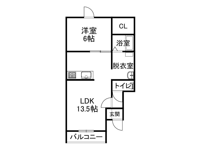BAOBAB218(1DK/1階)の間取り写真