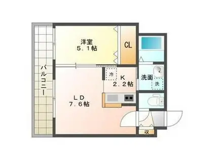 セブンスコートN14(1LDK/7階)の間取り写真
