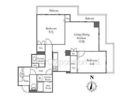 リバーシティ21イーストタワーズ(2LDK/17階)の間取り写真