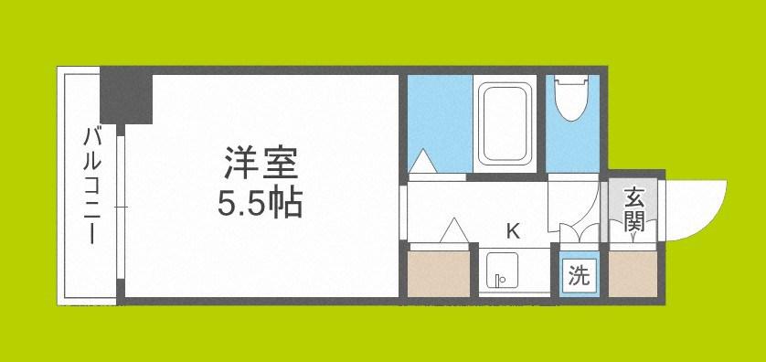 クラウンハイム夕陽丘(1K/8階)の間取り写真