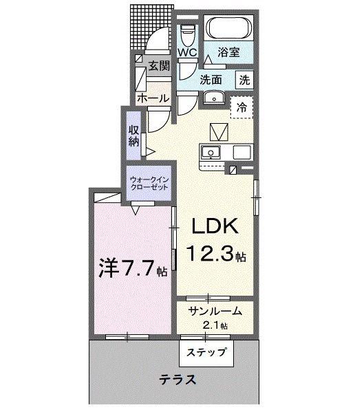 アイガー(1LDK/1階)の間取り写真