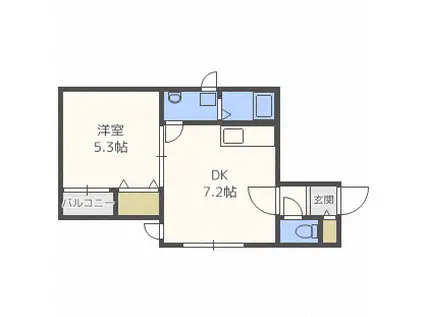 キャトルセゾン(1DK/3階)の間取り写真