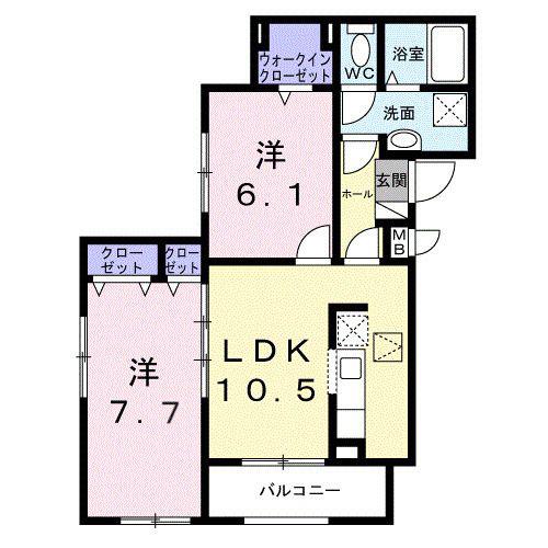メゾンボヌール(2LDK/1階)の間取り写真