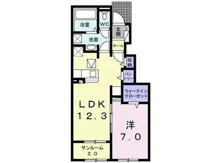 ソレイユプロムナード IV(1LDK/1階)の間取り写真