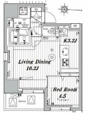 メイクスデザイン入谷II(1LDK/4階)の間取り写真