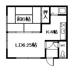 エコーハイツ(1LDK/2階)の間取り写真