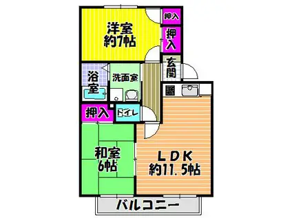 グリーンハイツA棟(2LDK/2階)の間取り写真