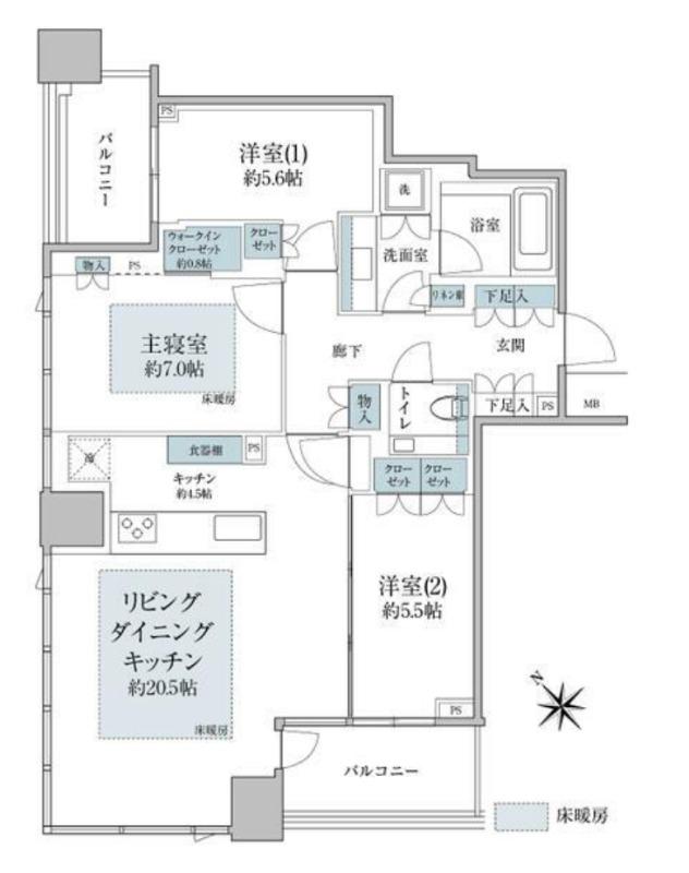 パークコート虎ノ門(3LDK/12階)の間取り写真