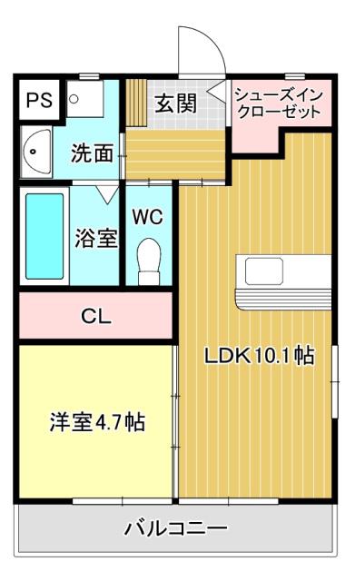 FELSEN(1LDK/1階)の間取り写真