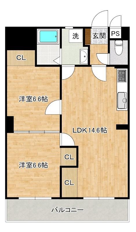 霧ヶ丘コーポラス(2LDK/2階)の間取り写真