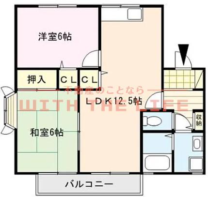 エステート津福(2LDK/2階)の間取り写真