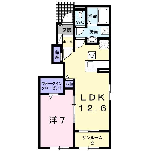 エミネンス三日月(1LDK/1階)の間取り写真