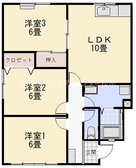アパート川尻(3LDK/1階)の間取り写真