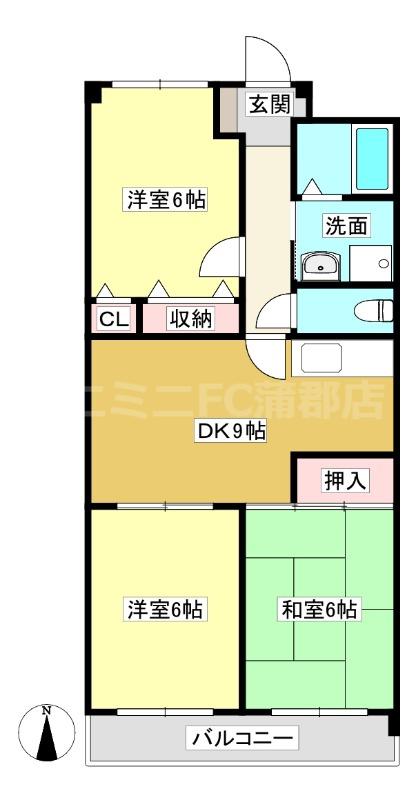 ビューラー三河(3DK/2階)の間取り写真