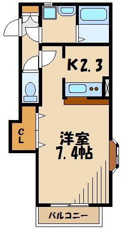 プレミールII(1K/1階)の間取り写真