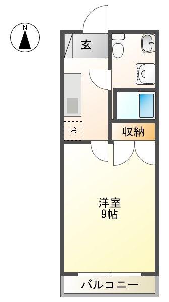 ラ・パルテール一宮(1K/1階)の間取り写真