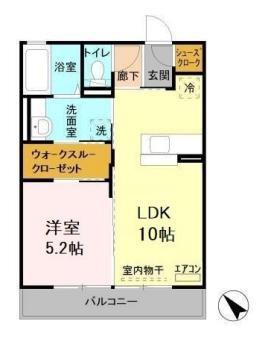 ペーシュ コモドA(1LDK/2階)の間取り写真