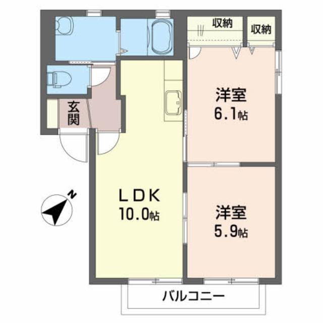 シエスタ・クレインA(2LDK/1階)の間取り写真