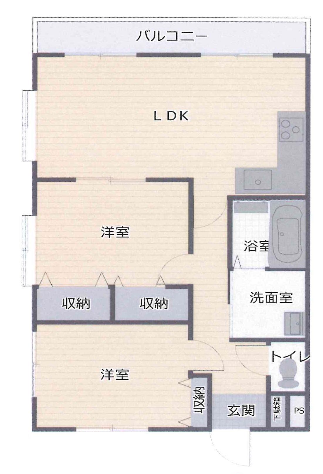 ハイアットレジデンス(2LDK/2階)の間取り写真