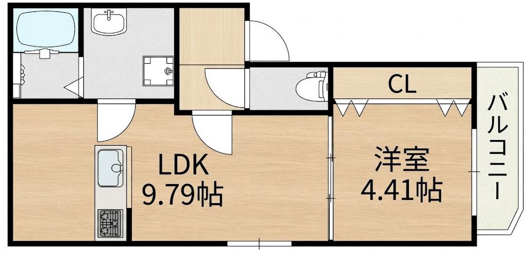 ARCASA KISHINOSATOVII(1LDK/1階)の間取り写真