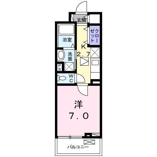 BELLE FONTAINE(1K/1階)の間取り写真