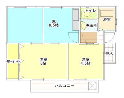 三五郎荘(2DK/1階)の間取り写真