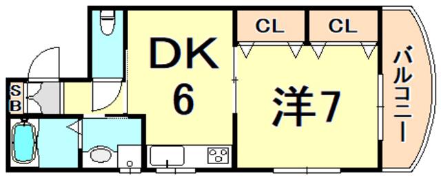 北野TK(1DK/4階)の間取り写真
