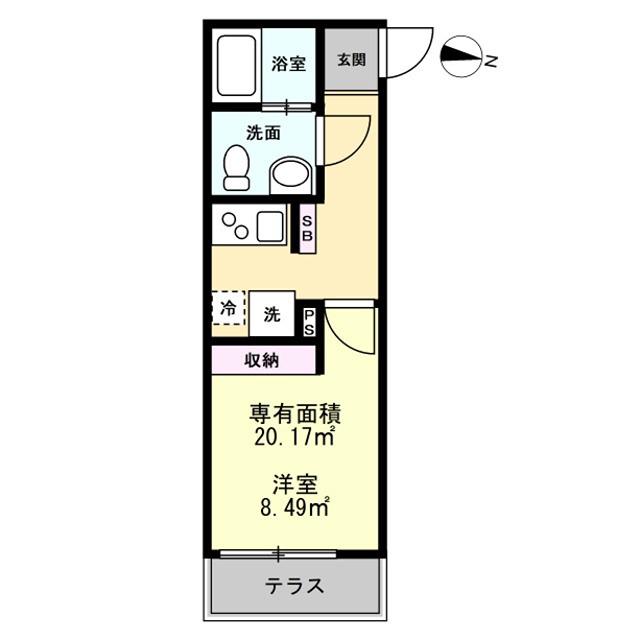 SAIL五香南(1K/2階)の間取り写真