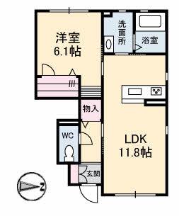 シャリテ(1LDK/1階)の間取り写真