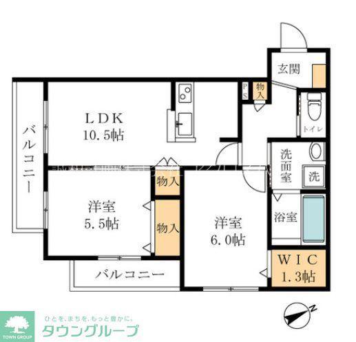 KINEYA(2LDK/3階)の間取り写真