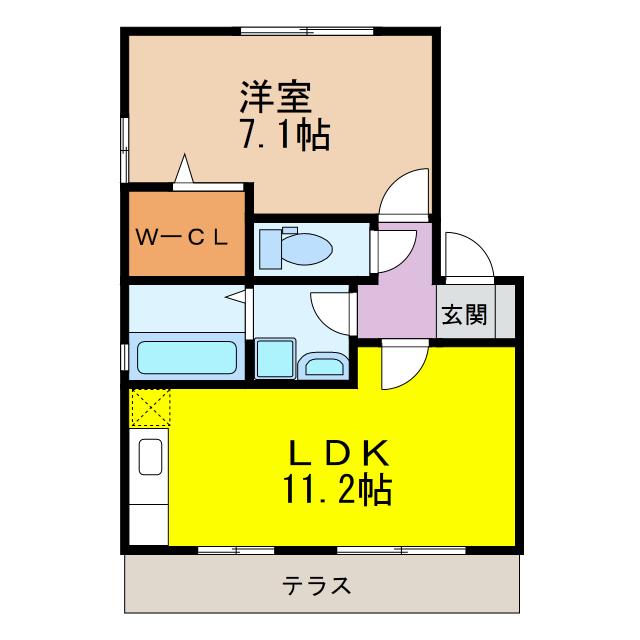 ソシアレジデンス(1LDK/1階)の間取り写真