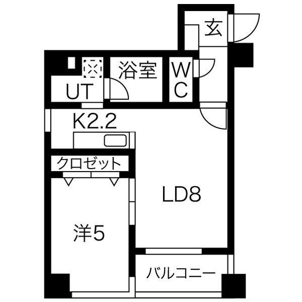 クラージュ南円山(1LDK/4階)の間取り写真