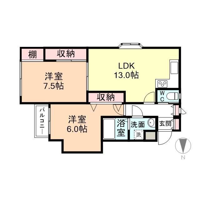 第2グレースビル(2LDK/3階)の間取り写真
