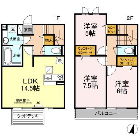 リヴェール美しが丘(3LDK/1階)の間取り写真
