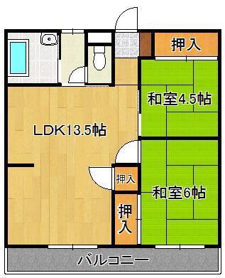 プランドール西小倉駅前(2LDK/2階)の間取り写真