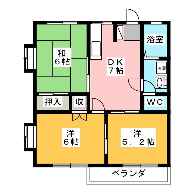 ハイツII(3DK/2階)の間取り写真